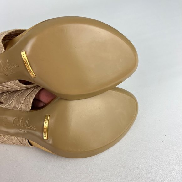 Cole Haan Gwen Air Womens Thong Heeled Sandals Natural Linen Buckle size 9.5 - Picture 11 of 16